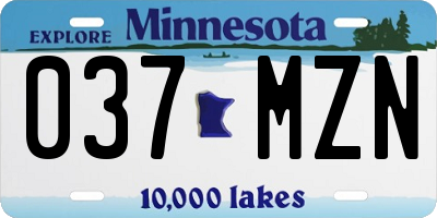 MN license plate 037MZN