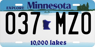 MN license plate 037MZO