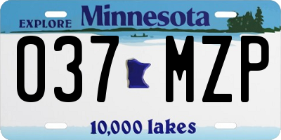 MN license plate 037MZP