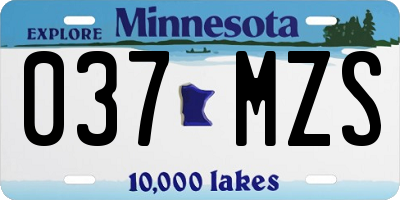 MN license plate 037MZS