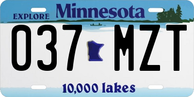 MN license plate 037MZT
