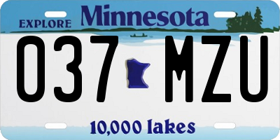 MN license plate 037MZU