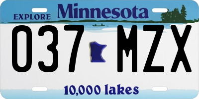 MN license plate 037MZX