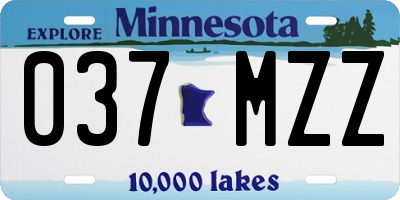 MN license plate 037MZZ