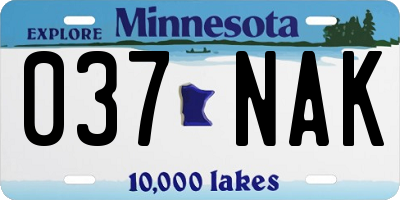 MN license plate 037NAK