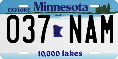 MN license plate 037NAM