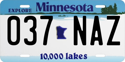 MN license plate 037NAZ