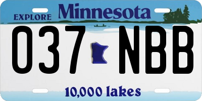 MN license plate 037NBB