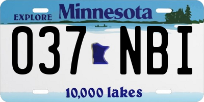 MN license plate 037NBI