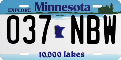 MN license plate 037NBW