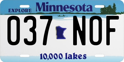 MN license plate 037NOF