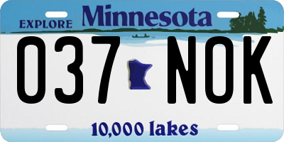 MN license plate 037NOK