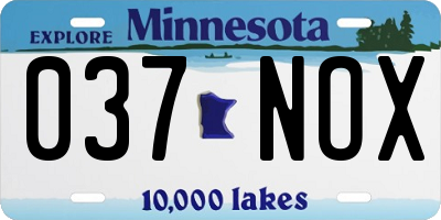 MN license plate 037NOX