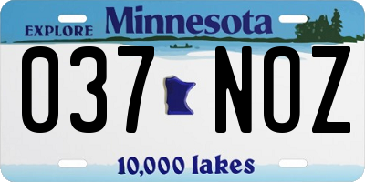 MN license plate 037NOZ