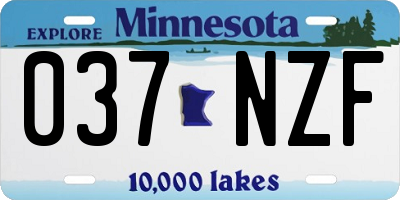 MN license plate 037NZF