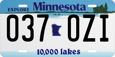MN license plate 037OZI
