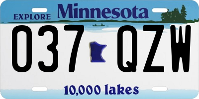 MN license plate 037QZW
