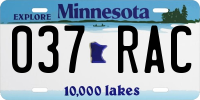 MN license plate 037RAC