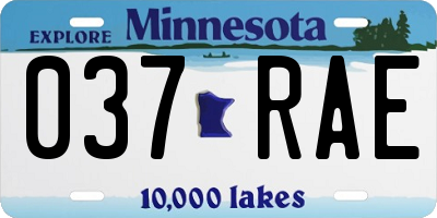 MN license plate 037RAE