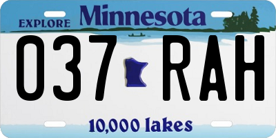 MN license plate 037RAH