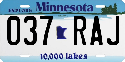 MN license plate 037RAJ