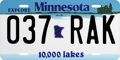 MN license plate 037RAK