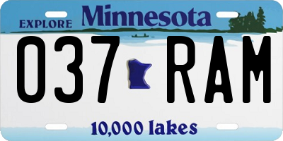 MN license plate 037RAM