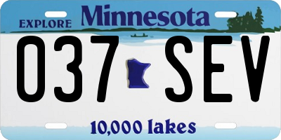 MN license plate 037SEV