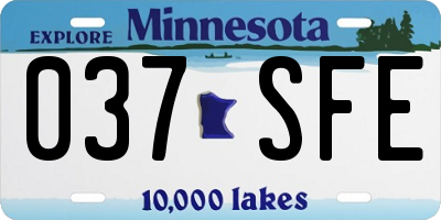 MN license plate 037SFE