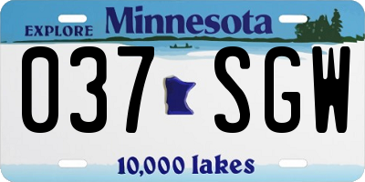 MN license plate 037SGW