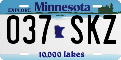 MN license plate 037SKZ