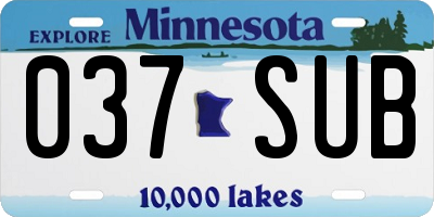 MN license plate 037SUB