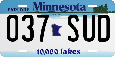 MN license plate 037SUD