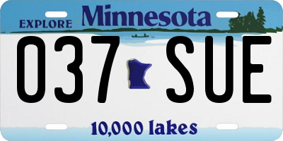 MN license plate 037SUE