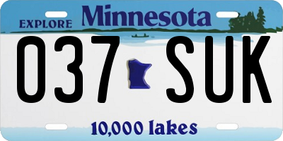 MN license plate 037SUK