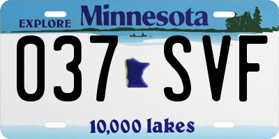 MN license plate 037SVF