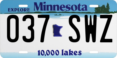 MN license plate 037SWZ