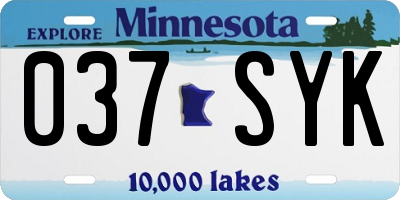 MN license plate 037SYK