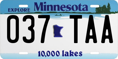 MN license plate 037TAA