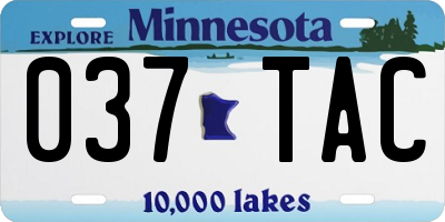 MN license plate 037TAC