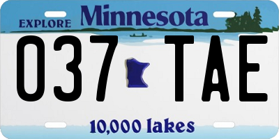 MN license plate 037TAE