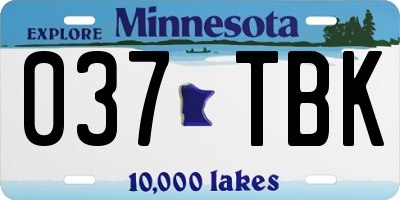 MN license plate 037TBK