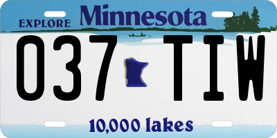 MN license plate 037TIW