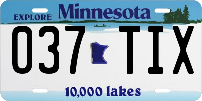 MN license plate 037TIX