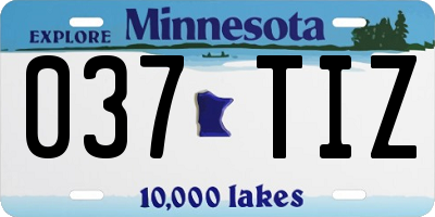 MN license plate 037TIZ