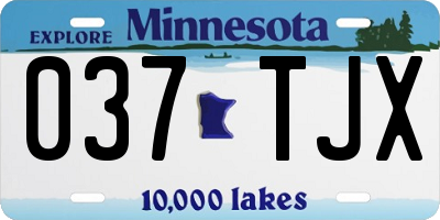 MN license plate 037TJX