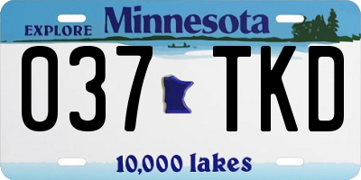 MN license plate 037TKD