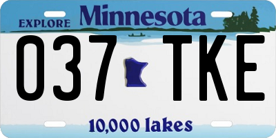 MN license plate 037TKE