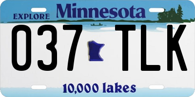 MN license plate 037TLK