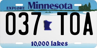 MN license plate 037TOA